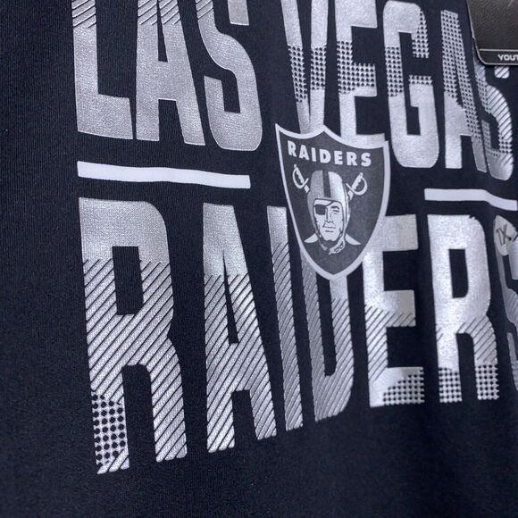 New NFL Las Vegas Raiders Ground Control Dri-Tek Tee Youth 18-20 Black Shirt - Picture 4 of 8